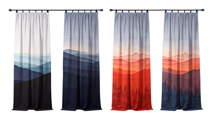 Mountain Landscape Curtain Panels – Cool & Warm Scenic Nature Designs