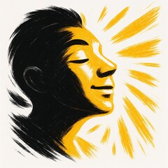 Face in morning sunlight brushstroke