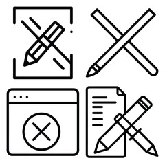 edit outline simple icon set, black color and white background