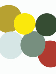 Color palette with round abstract shapes in mustard, green, and gray tones. Great for poster design, branding, and modern visuals