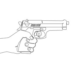 Continuous one single line drawing Hand holding a gun symbolizing danger and security icon vector illustration concept
