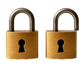 Golden Padlocks — Locked and Unlocked Symbol