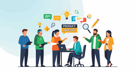 Team Collaboration For Product Development And Advertising Copy Creation