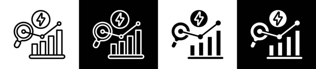 Energy Consumption Analysis Icon Set In Black And White Filled Style Collection