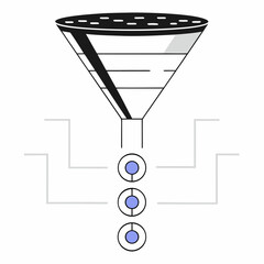 Funnel generation sales. Business lead generations, mail sorter funnels and pipeline sale optimisation vector concept illustration set