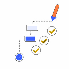 Colorful flowchart diagram flat vector design element for business presentation isolated on white background
