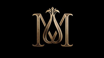 Luxury golden monogram logo with intertwined geometric letter design. Concept: High-end brand identity, sophistication, prestige, and exclusivity through a golden geometric lettermark.