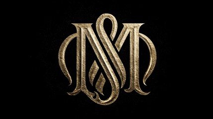 Luxury golden monogram logo with intertwined geometric letter design. Concept: High-end brand identity, sophistication, prestige, and exclusivity through a golden geometric lettermark.
