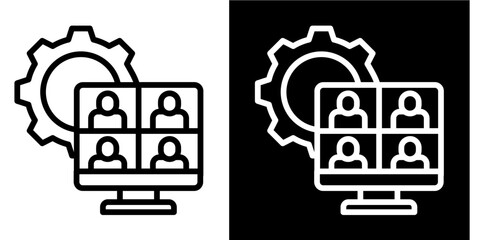 Virtual Business Meetings   Icon Set White Style Collection