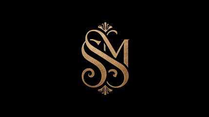 Luxury golden monogram logo with intertwined geometric letter design. Concept: High-end brand identity, sophistication, prestige, and exclusivity through a golden geometric lettermark.