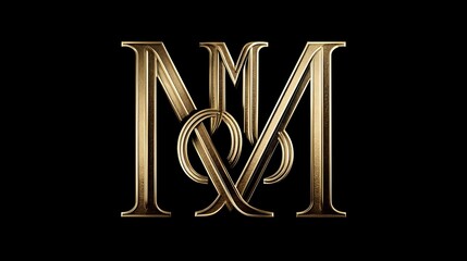 Luxury golden monogram logo with intertwined geometric letter design. Concept: High-end brand identity, sophistication, prestige, and exclusivity through a golden geometric lettermark.