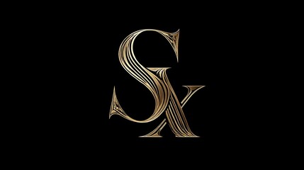 Luxury golden monogram logo with intertwined geometric letter design. Concept: High-end brand identity, sophistication, prestige, and exclusivity through a golden geometric lettermark.