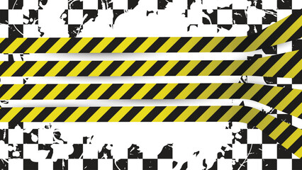 Yellow and Black Caution Tape Background with Grunge Effect