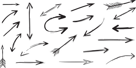 Set of Hand Drawn Arrows | Various Directional Symbols and Sketch Icons for Infographics and Design Elements