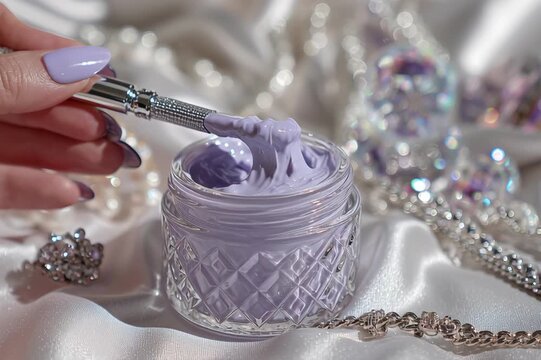 Hand holds a small pastel handled spat