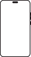 Sleek modern smartphone outline vector with dynamic island notch