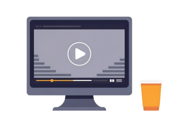 Modern computer screen illustration with open video player, animation program, and graphics. Perfect for online media, motion design, streaming, user interface, technology and digital content concepts