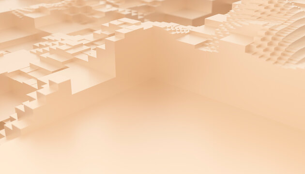 Abstract beige geometric landscape forming a digital terrain