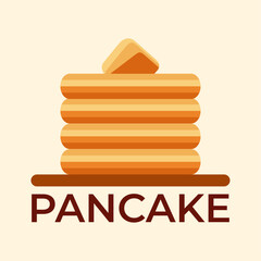 Pancakes logo vector illustration template. Simple design lettering hand draw