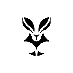 Abstract rabbit head silhouette on transparent background