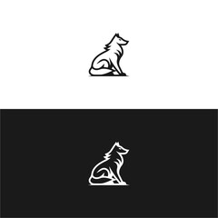 Minimalist wolf logo design in two contrasting versions suitable for branding
