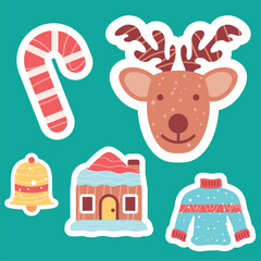 Christmas element sticker isolated vector