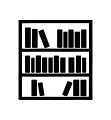 Fototapeta premium minimalist bookshelf flat black solid vector illustration isolated on white background