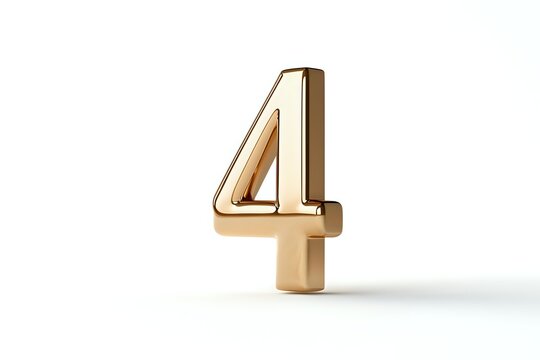 Elegant gold number 4 isolated on white background, perfect for anniversary, birthday, or ranking design elements.