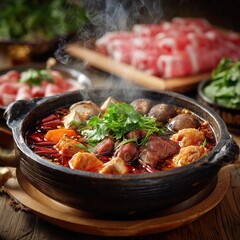 Fresh and delicious food displayed on a clean plate, including colorful vegetables, tender meat, and ripe fruits. The appetizing food is arranged neatly, highlighting its freshness, taste