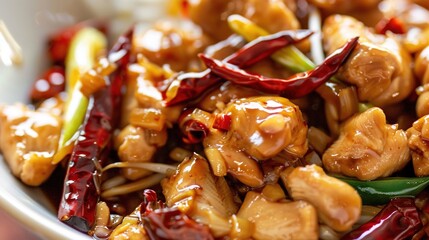 Fresh and delicious food displayed on a clean plate, including colorful vegetables, tender meat, and ripe fruits. The appetizing food is arranged neatly, highlighting its freshness, taste