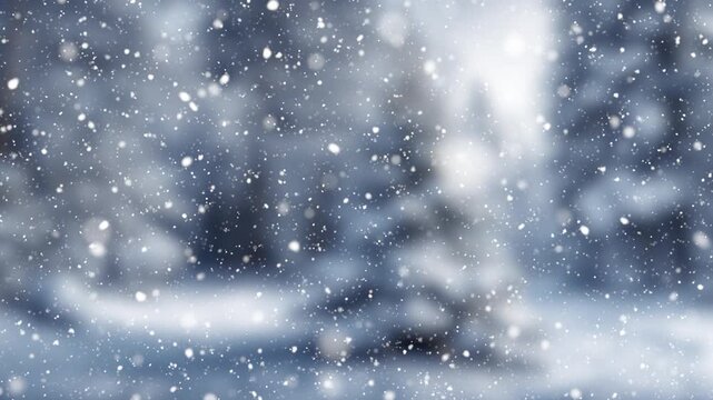 Calm Falling Snowflakes Winter Background. Christmas 4K Seamless loop
