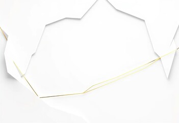 Abstract geometric white paper cut design with elegant golden lines, creating a modern minimalist backdrop,  style,  lines