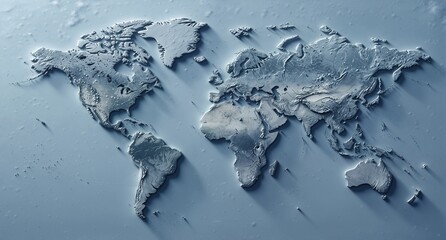 detailed 3d relief map of the world with dramatic lighting for global concepts and travel imagery.