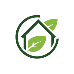Eco home circular leaf logo design