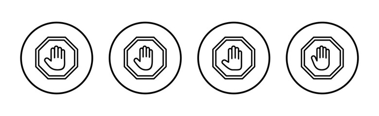 Stop icon vector. stop road sign. hand stop sign and symbol. Do not enter stop red sign with hand