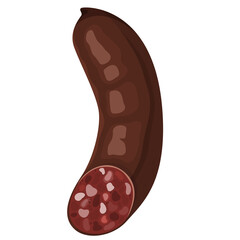Pixel Art Sausage With Slice Showing Reddish Meat And Fat Inclusions On A Transparent Background