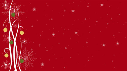 Red Background Wallpaper Christmas Decorations With Glittering Snowflakes And Christmas Balls