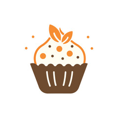 Chocolate cupcake flat vector