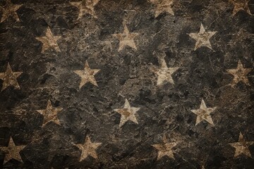 Repeating pattern of faded five-pointed stars overlaid on a heavily textured dark background