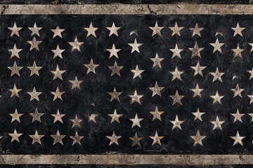 Grungy close up of weathered stars pattern against a dark field suggesting a distressed national symbol