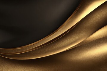 Elegant metallic gold waves flow dynamically across a dark background creating a luxurious abstract design