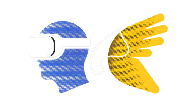Blue Head Profile with White VR Goggles and Yellow Wing on Black Background PNG Design on Transparent Background - Powered by Adobe