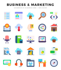 Business & Marketing elements. Flat web icon set. Simple vector illustration.