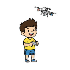 Boy flying toy airplane vector
