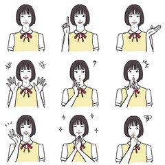 女子中学生の表情いろいろ　ノーマル1