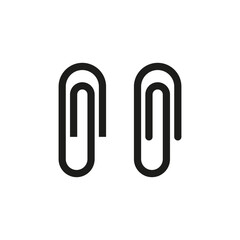 Paper clip Vector. Black office item. Simple binder symbol. Metallic stationery element.
