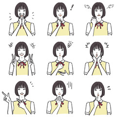 女子中学生の表情いろいろ　ノーマル2
