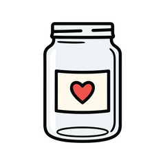 Glass jar with heart design vector