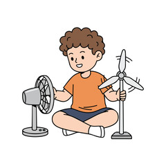 Boy making paper rocket craft