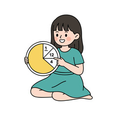 Girl holding lemon slice flat vector